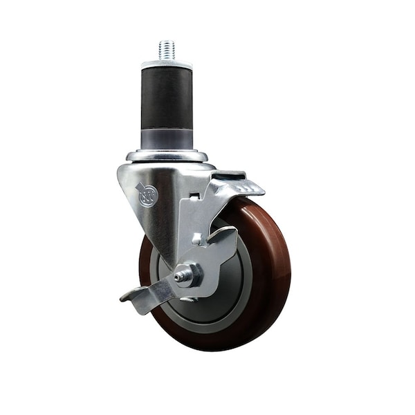 4'' Maroon Poly Swivel 1-5/8'' Expanding Stem Caster with Brake